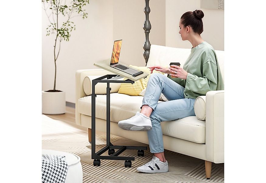HOMCOM Beistelltisch C-förmiger Sofatisch (höhenverstellbarer Überbetttisch günstig online kaufen
