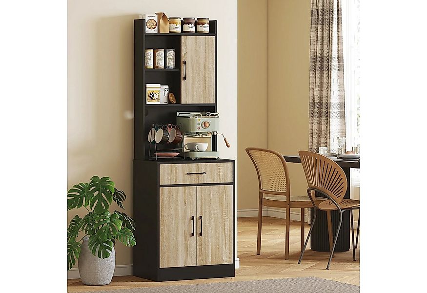 BlingBin Küchenbuffet Küchenschrank Hochschrank Vitrinenschrank mit 3 Türen günstig online kaufen