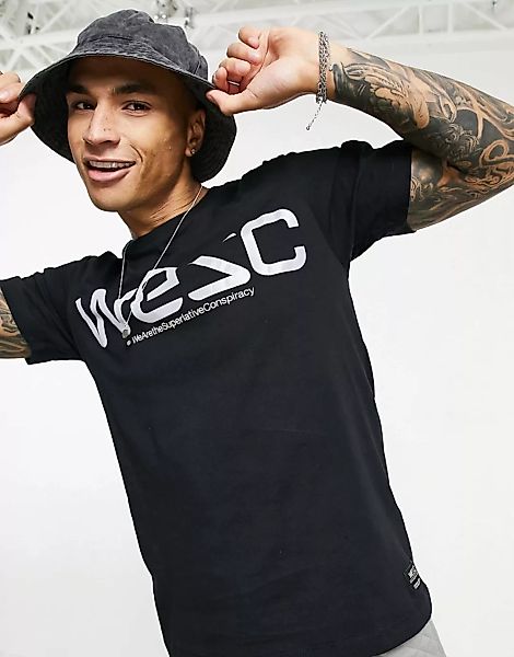 WeSC – Max – T-Shirt mit reflektierendem WESC-Logo-Schwarz günstig online kaufen