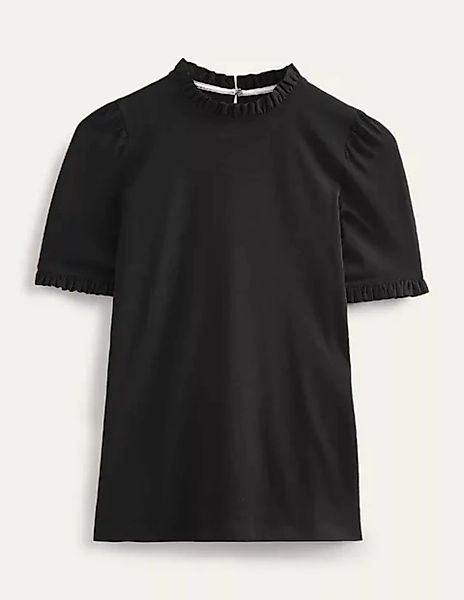 Superweiches T-Shirt mit Rüschendetail Damen Boden, Schwarz günstig online kaufen
