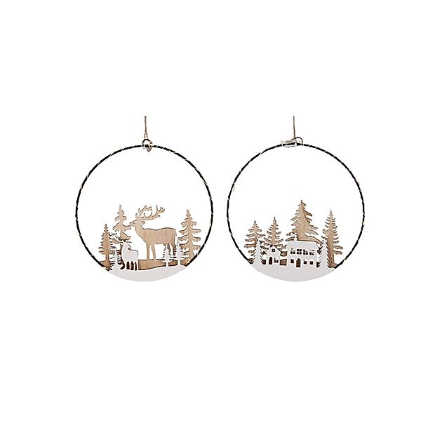 Weihnachts-Deko Ring zum Aufhängen mit LED 20 cm Weiß-Natur 2-fach Sortiert günstig online kaufen