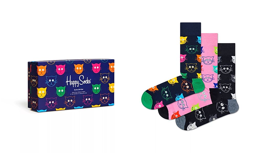 Happy Socks Socken "3-Pack Mixed Cat Socks Gift Set", (Packung, 3 Paar, Ges günstig online kaufen