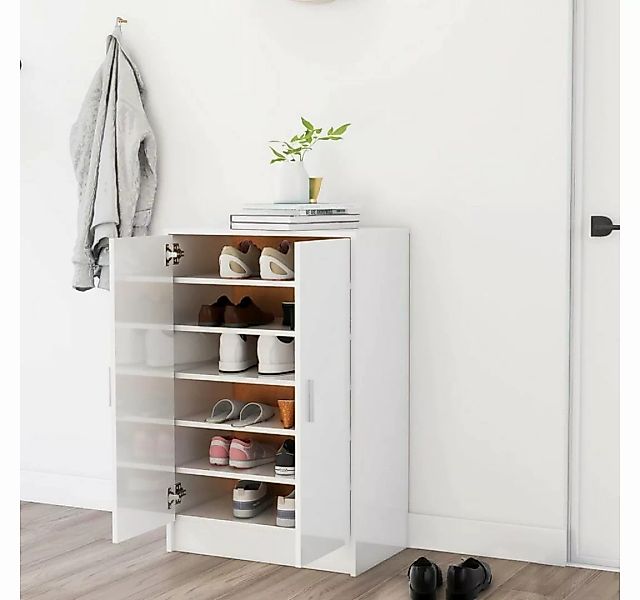 furnicato Schuhschrank Hochglanz-Weiß 60x35x92 cm Holzwerkstoff günstig online kaufen