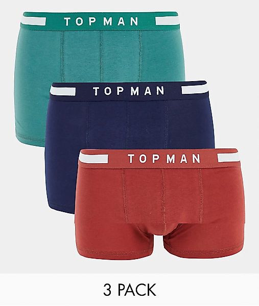 Topman – 3er-Pack Unterhosen in Marine/Grün/Rot-Mehrfarbig günstig online kaufen