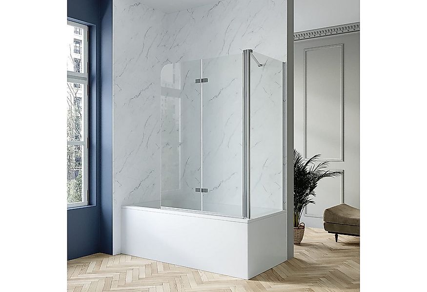 AQUABATOS Badewannenfaltwand Glas mit Seitenwand Duschtrennwand für Badewan günstig online kaufen
