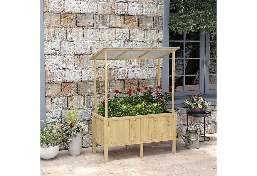 Outsunny Hochbeet Frühbeet aus Holz mit Deckel, Pflanzkasten mit Vliesstoff günstig online kaufen