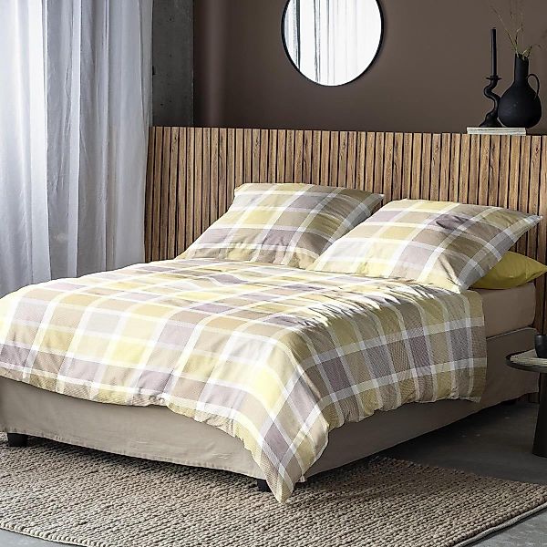 Irisette Mako Satin Bettwäsche Sky 8524-40 Kariert Gelb Lila 135x200 günstig online kaufen
