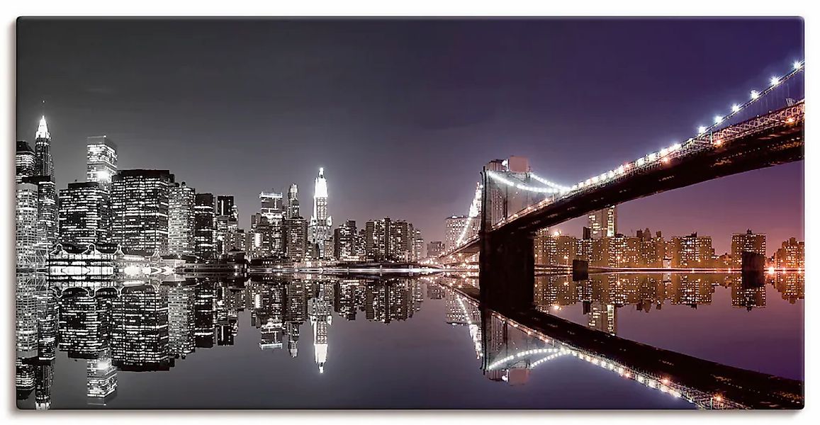 Artland Leinwandbild "New York Skyline nächtliche Reflektion" Amerika 1 Stk günstig online kaufen