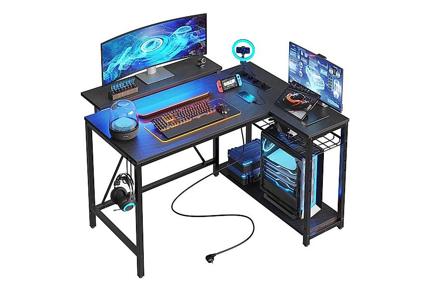 Bestier Gamingtisch Gaming-Schreibtisch L-Form mit LED, 106/133/147 × 50 cm günstig online kaufen