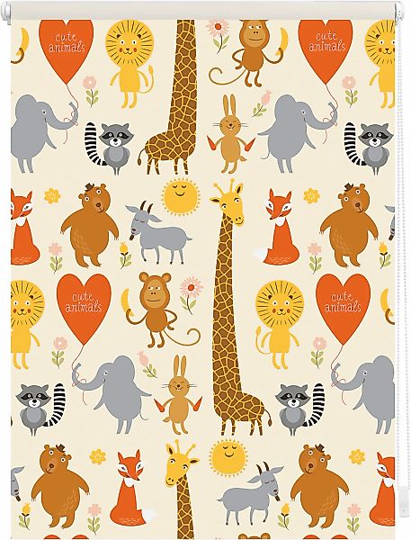 LICHTBLICK ORIGINAL Seitenzugrollo "Klemmfix Digital Cute Animals" verdunke günstig online kaufen