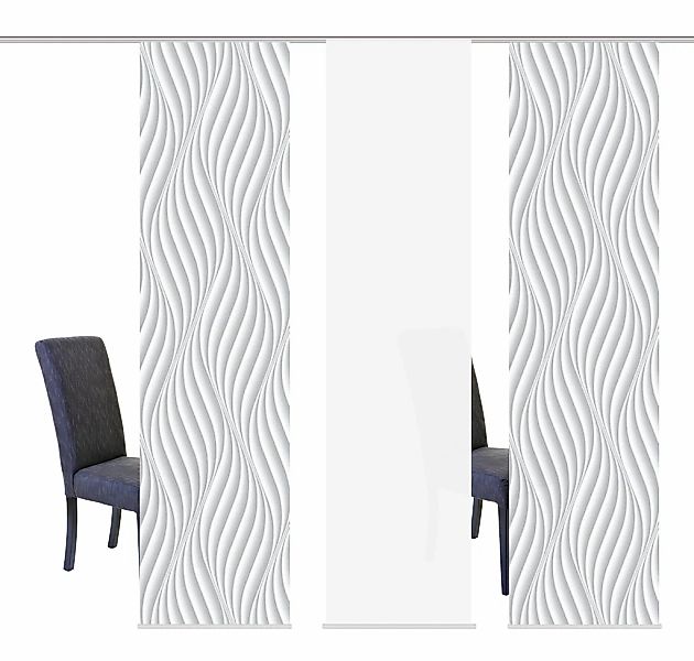HOME WOHNIDEEN Schiebegardine "WAVES" Klettband 3 Stk. tlg. HxB: 245x60, in günstig online kaufen