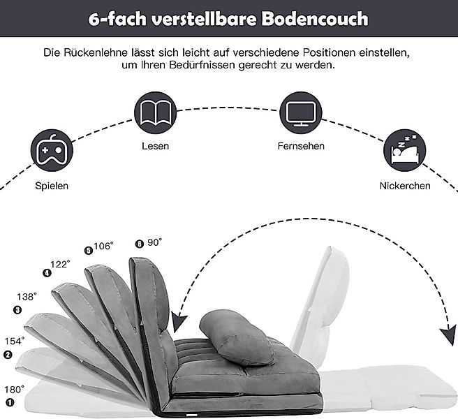 KOMFOTTEU Sofa 2 Sitzer Bodensofa, mit günstig online kaufen