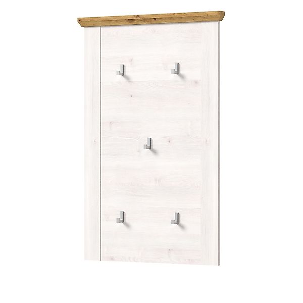 Inn.Furn Garderobenpaneel Weiß Lärche Landhaus 68 cm 5 Kleiderhaken Mirano günstig online kaufen