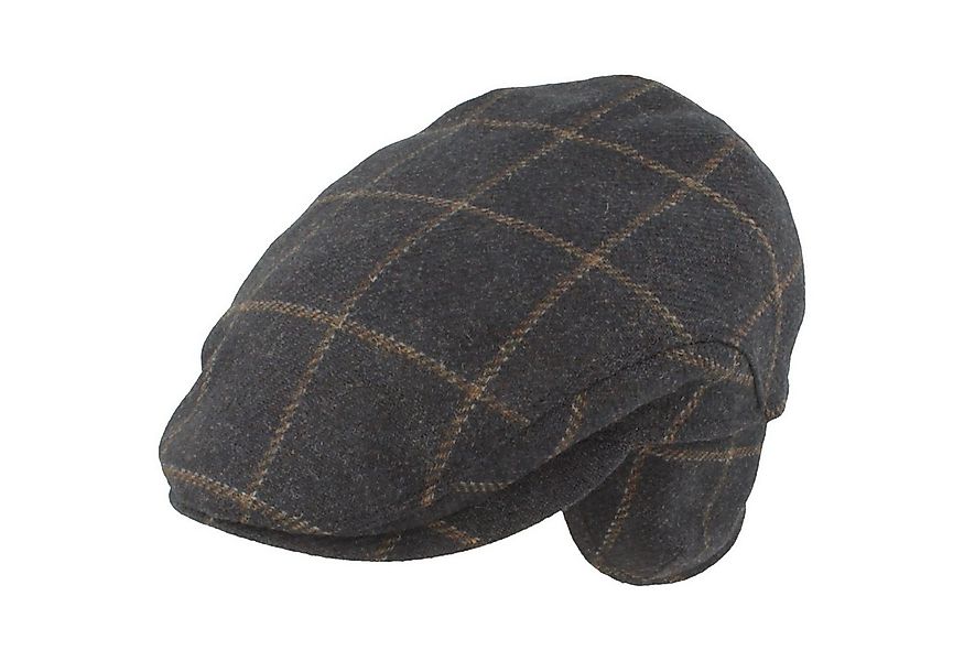 Breiter Schiebermütze Karo aus Wolle mit Ohrenklappen günstig online kaufen