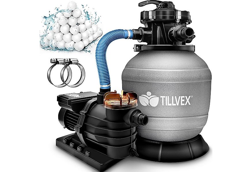 tillvex Sandfilteranlage 10 m³/h Filteranlage + 800g Filterbälle 7-Wege Ven günstig online kaufen
