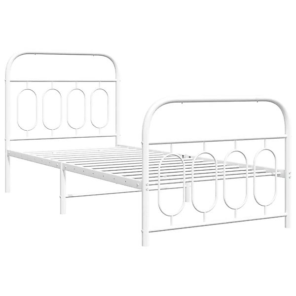 vidaXL Bettgestell mit Kopf- und Fußteil Metall Weiß 80x200 cm 377175 günstig online kaufen