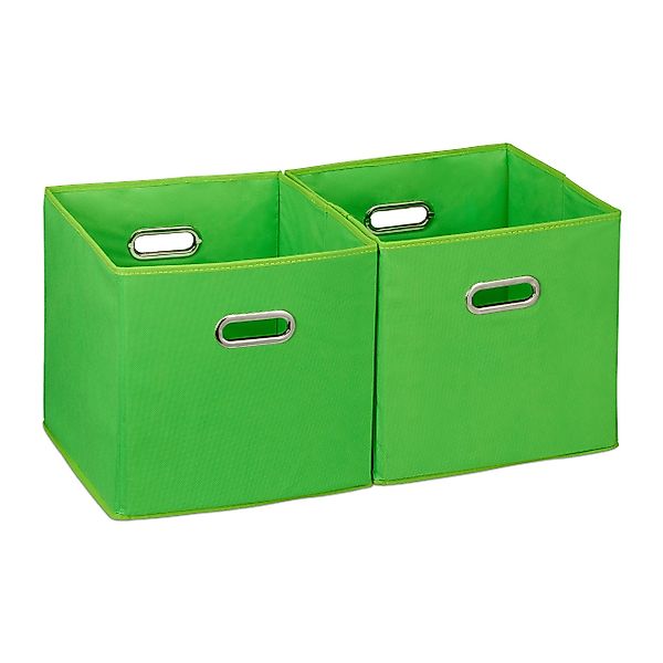 relaxdays Aufbewahrungsbox Stoff 2er Set, Grün günstig online kaufen