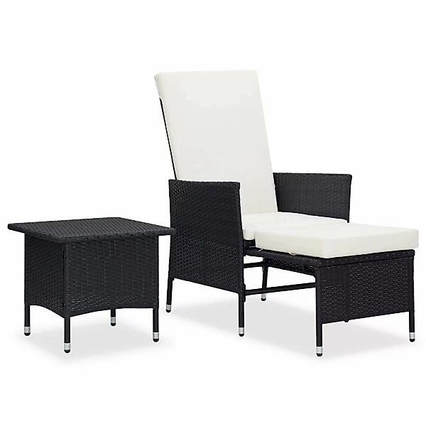 2-tlg. Garten-lounge-set Mit Auflagen Poly Rattan Schwarz günstig online kaufen