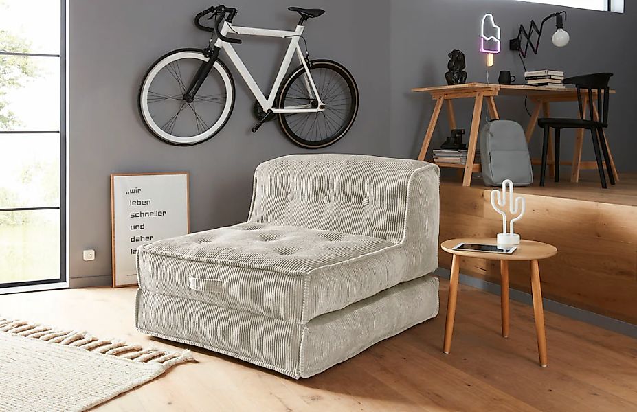 INOSIGN Sessel "Pia" Loungesessel aus Cord, in 2 Größen, Pouf-Funktion. günstig online kaufen