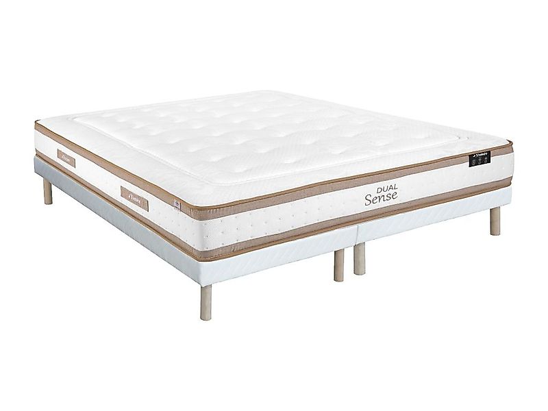 Bett - 180 x 200 cm - Polsterbettgestell - Hybridmatratze 7-Zonen Taschenfe günstig online kaufen