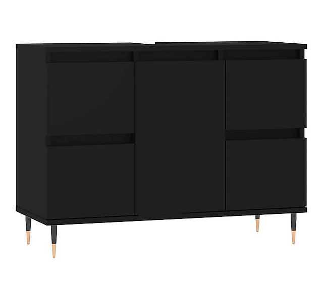 furnicato Badezimmer-Set Badschrank Schwarz 80x33x60 cm Holzwerkstoff, (1-S günstig online kaufen