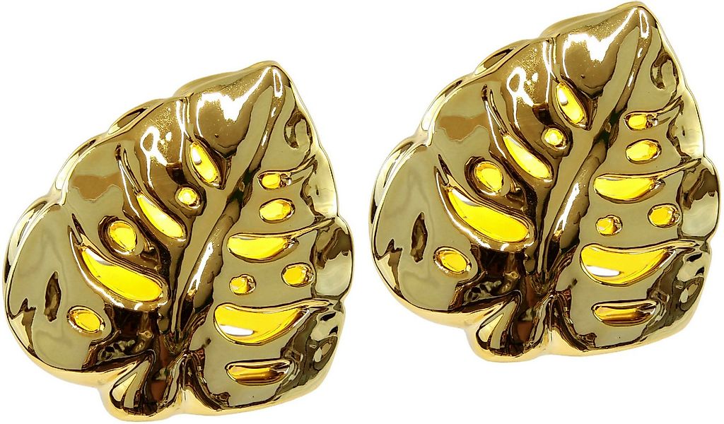 I.GE.A. Dekofigur LED-Deko Blatt aus Keramik (2 St), Deko-Objekt Statue Ges günstig online kaufen