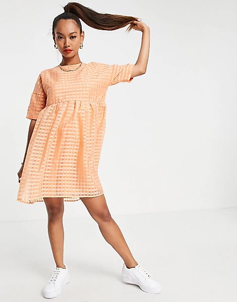 Urban Threads – Oversize-Hängerkleid mit Vichy-Karos in Orange günstig online kaufen