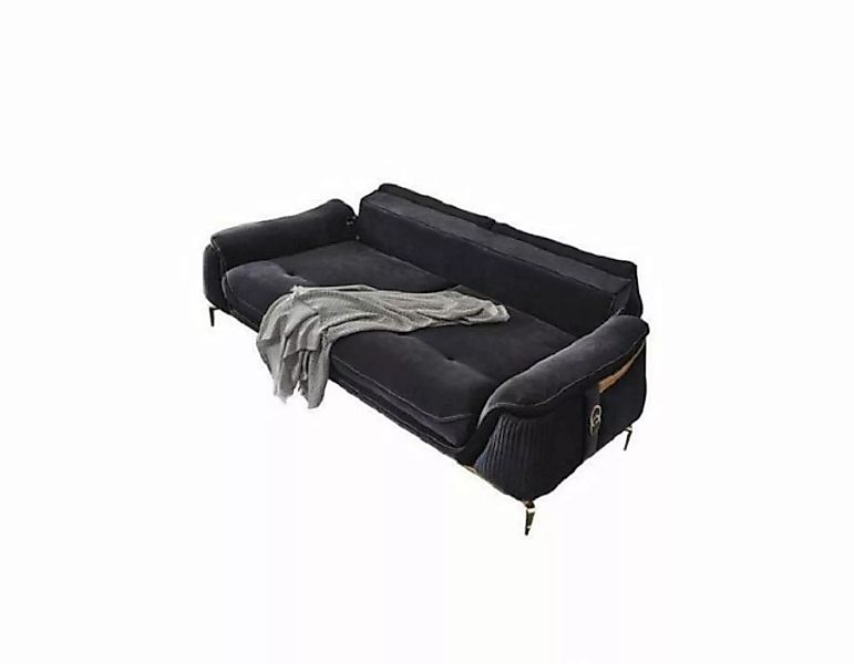 JVmoebel 3-Sitzer Design Chesterfield Wohnzimmer 3 Sitzer Textil Couch Schw günstig online kaufen