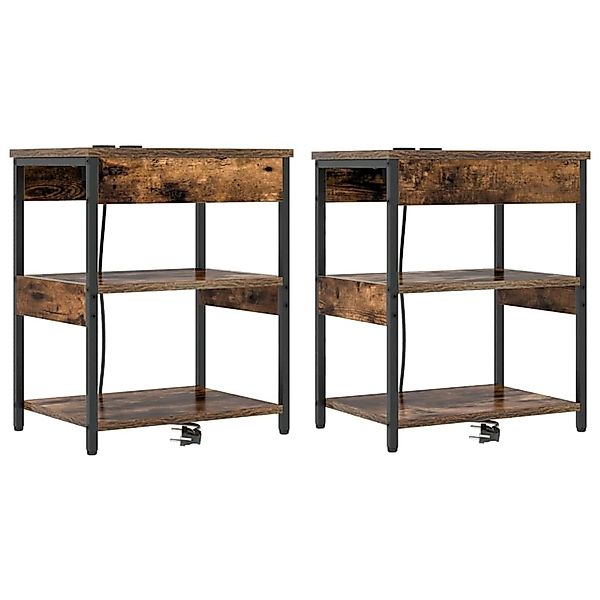 vidaXL Nachttisch 2 Stk Räuchereiche Holzwerkstoff 859540 günstig online kaufen