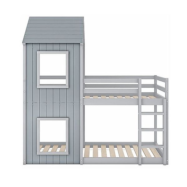 XDeer Kinderbett Etagenbett mit Leiter & Baldachin Massivholz Kinderbett, H günstig online kaufen