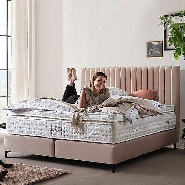 BettCo Boxspringbett Paris (in Rose Samt, 200 x 200 cm), Pfeifensteppung, T günstig online kaufen