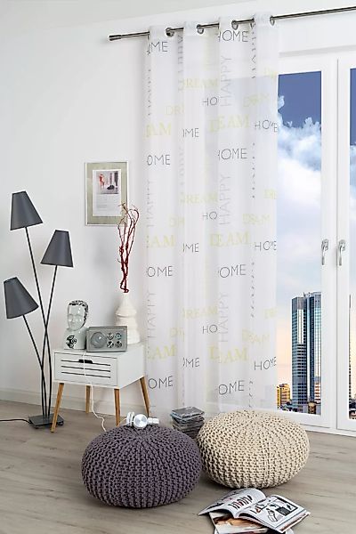 Ösenschal Vorhang Gardine lichtdurchlässig 135x245 mit Metallösen Happy 300 günstig online kaufen