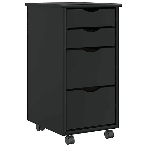 vidaXL Rollschrank mit Schubladen MOSS Schwarz Massivholz Kiefer 4015792 günstig online kaufen
