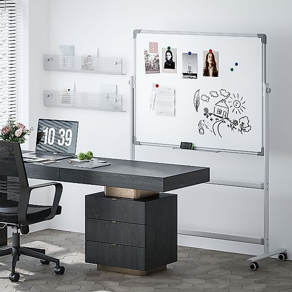 HOMCOM Magnetisches Whiteboard 120 x 90 cm Doppelseitiges Magnettafel mit S günstig online kaufen