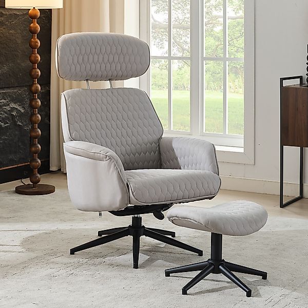 Grauer Relaxsessel mit Hocker verstellbar, modernes Design, hohenverstellba günstig online kaufen