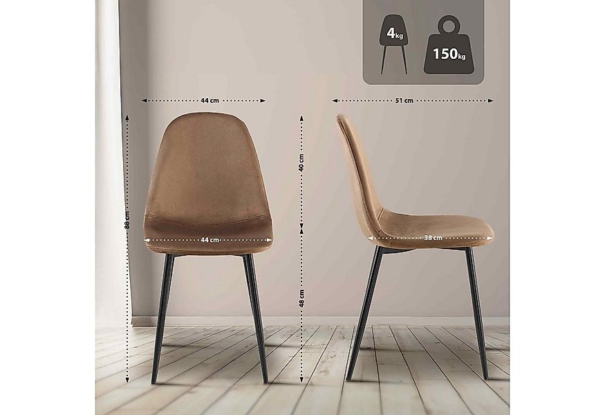 CLP Esszimmerstuhl Napier (4er Set, 4 St), Metall, gepolstert, mit Lehne günstig online kaufen