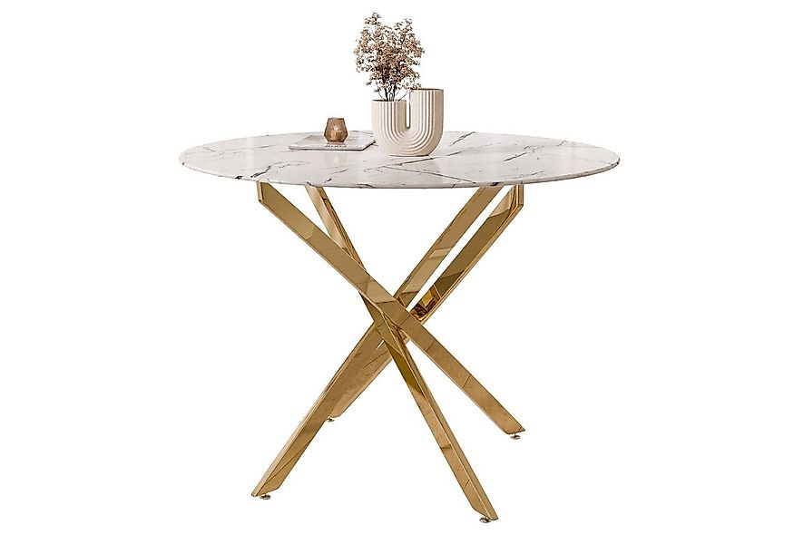 Lookway Esstisch CRISTAL II 100 cm Runder Esstisch mit Glasplatte, Durchmes günstig online kaufen