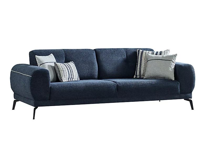Sofa 3-Sitzer - Strukturstoff - Dunkelblau - LETINI von PASCAL MORABITO günstig online kaufen