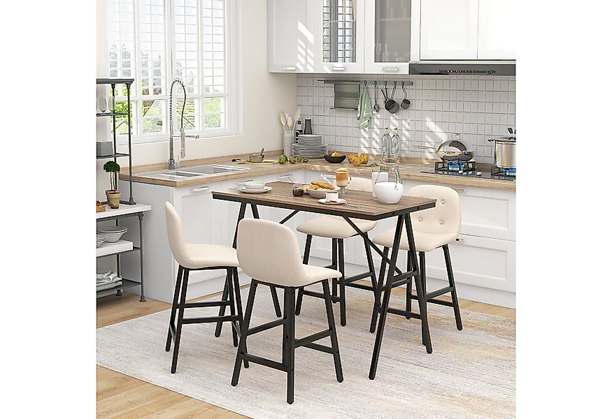 HOMCOM Bargruppe Küchentisch, Bistrotisch mit 4 Stühlen, Bartisch Set für K günstig online kaufen