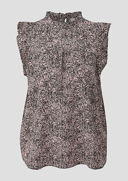 QS Blusentop Gemusterte Bluse mit Volant-Ärmeln günstig online kaufen