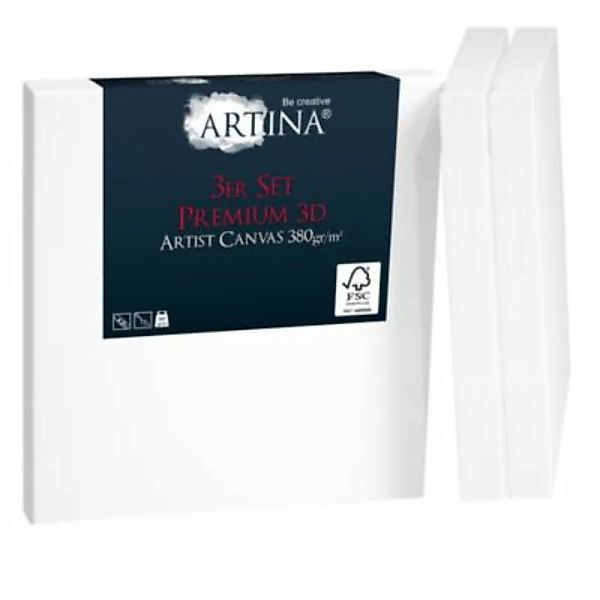 Artina 3er Set Premium 3D Keilrahmen Leinwand weiß Gr. 24 x 30 günstig online kaufen