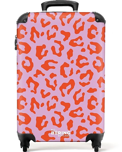 NoBoringSuitcases.com© Hartschalen-Trolley Rosa mit rotem Panther-Aufdruck günstig online kaufen