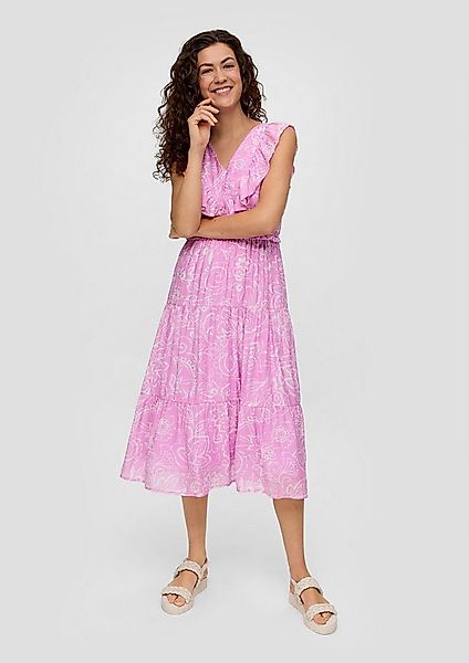 s.Oliver Midikleid Kleid Gemustertes Kleid aus Viskosemix mit Rüschendetail günstig online kaufen