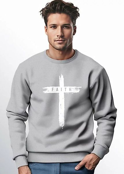 Neverless Sweatshirt Sweatshirt Herren Aufdruck Kreuz Cross Faith Glaube Tr günstig online kaufen