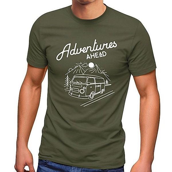 MoonWorks Print-Shirt Herren T-Shirt Bus Retro Abenteuer Adventures Ahead m günstig online kaufen