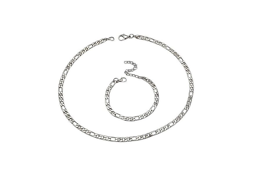 KARMA Schmuckset Herren Edelstahl Silber 2er Set Armband & Halskette (Figar günstig online kaufen