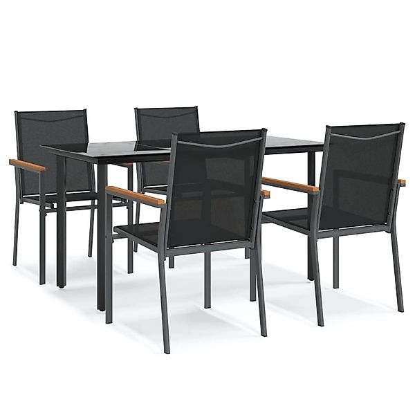 vidaXL 5-Tlg Garten-Essgruppe Schwarz Textilene und Stahl 3187043 günstig online kaufen