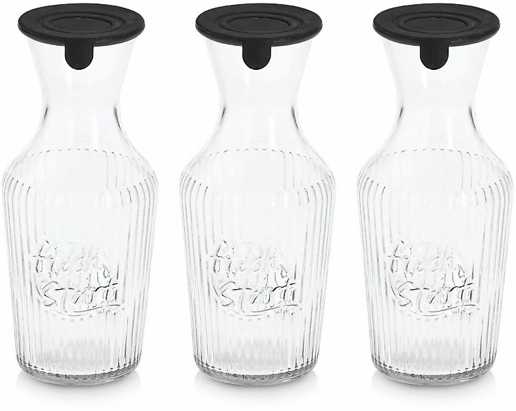 Zeller Present Karaffe "Glaskaraffe mit Silikondeckel" Rillenmuster, 1,2l günstig online kaufen