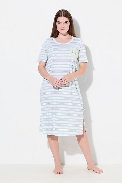 Ulla Popken Nachthemd Nachthemd Ringel Rundhals Halbarm Brusttasche günstig online kaufen