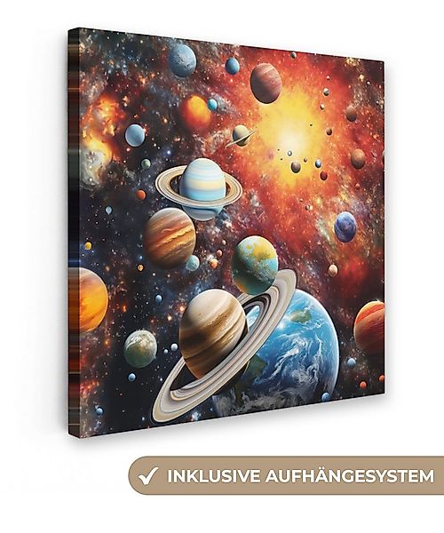 OneMillionCanvasses® Leinwandbild Planeten - Universum - Neon - Weltraum, F günstig online kaufen